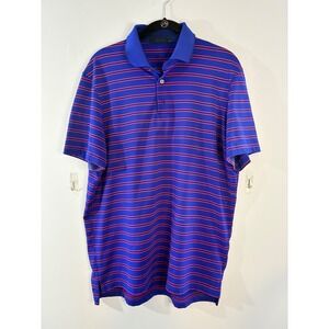 Greyson Golf Polo Shirt Striped Performance Stretch Golf Blue Pink Mens Size M